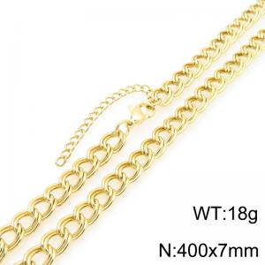 Simple and personalized stainless steel 400 × 7mm creative double loop chain lobster buckle temperament gold necklace - KN293742-ZJZL