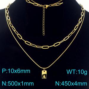 Simple Chain Link Necklace Customized Alphabet A Pendant Women Gold Color Fashion Goth Jewelry Party Gift - KN293751-Z