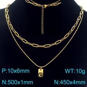 Simple Chain Link Necklace Customized Alphabet C Pendant Women Gold Color Fashion Goth Jewelry Party Gift - KN293753-Z