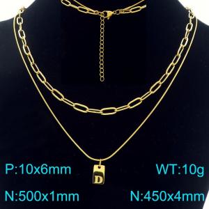 Simple Chain Link Necklace Customized Alphabet D Pendant Women Gold Color Fashion Goth Jewelry Party Gift - KN293754-Z