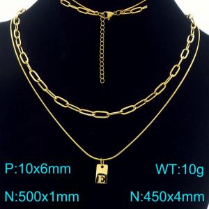 Simple Chain Link Necklace Customized Alphabet E Pendant Women Gold Color Fashion Goth Jewelry Party Gift - KN293755-Z