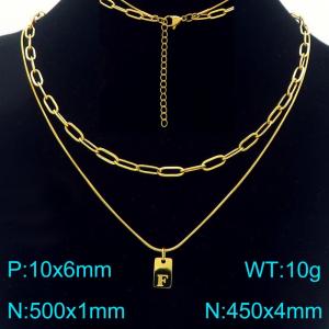 Simple Chain Link Necklace Customized Alphabet F Pendant Women Gold Color Fashion Goth Jewelry Party Gift - KN293756-Z
