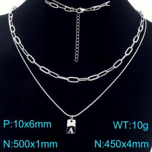 Simple Chain Link Necklace Customized Alphabet A Pendant Women  Silver Color Fashion Goth Jewelry Party Gift - KN293777-Z