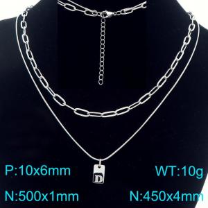 Simple Chain Link Necklace Customized Alphabet D Pendant Women  Silver Color Fashion Goth Jewelry Party Gift - KN293780-Z