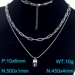 Simple Chain Link Necklace Customized Alphabet E Pendant Women  Silver Color Fashion Goth Jewelry Party Gift - KN293781-Z