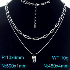 Simple Chain Link Necklace Customized Alphabet F Pendant Women  Silver Color Fashion Goth Jewelry Party Gift - KN293782-Z