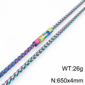 Fashionable and personalized stainless steel color 4mm flower basket chain necklace with round jewelry buckle - KN293818-KFC