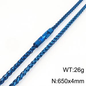 Fashionable and personalized stainless steel blue 4mm flower basket chain necklace with round jewelry buckle - KN293819-KFC