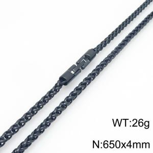 Stylish and Personalized Stainless Steel Black 4mm Flower Basket Chain Necklace with Round Jewelry Buckle - KN293823-KFC