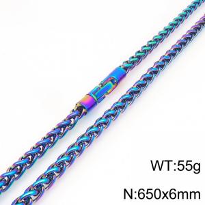 Fashionable and personalized stainless steel color 6mm flower basket chain necklace with round rotatable jewelry buckle - KN293824-KFC