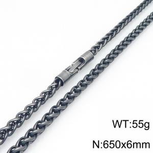 Fashionable and personalized stainless steel retro color 6mm flower basket chain necklace with round rotatable jewelry buckle - KN293825-KFC