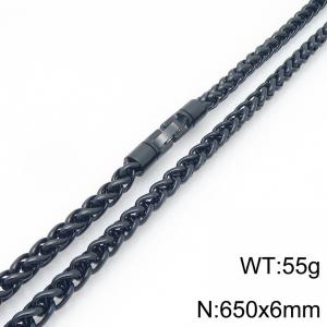 Fashionable and personalized stainless steel black 6mm flower basket chain necklace with round rotatable jewelry buckle - KN293827-KFC