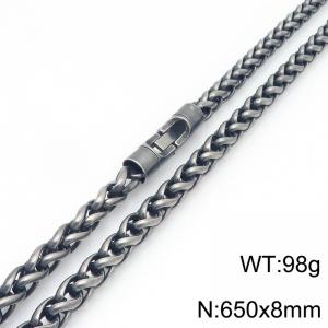 Fashionable and personalized stainless steel retro color 8mm flower basket chain necklace with round rotatable jewelry buckle - KN293833-KFC