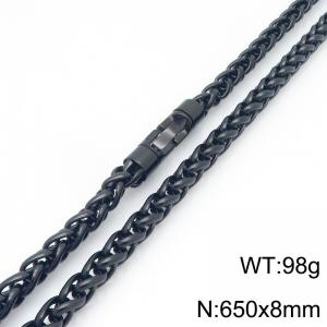 Fashionable and personalized stainless steel black 8mm flower basket chain necklace with round rotatable jewelry buckle - KN293835-KFC