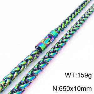Fashionable and personalized stainless steel color 10mm flower basket chain necklace with round rotatable jewelry buckle - KN293836-KFC