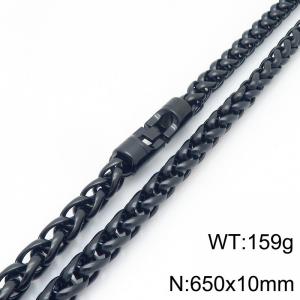 Fashionable and personalized stainless steel black 10mm flower basket chain necklace with round rotatable jewelry buckle - KN293837-KFC