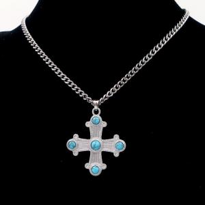 Stainless Steel Stone Necklace - KN293845-SP