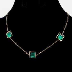 Stainless Steel Stone Necklace - KN293855-SP