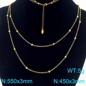 Stainless steel double-layer layered pearl chain sweater chain necklace - KN293857-Z