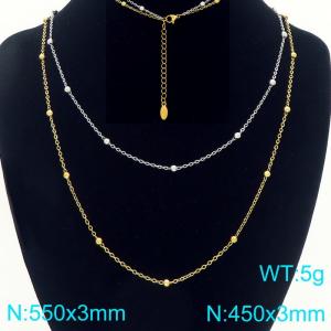Stainless steel double-layer layered pearl chain sweater chain necklace - KN293858-Z