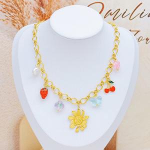 SS Gold-Plating Necklace - KN294999-SXSJ