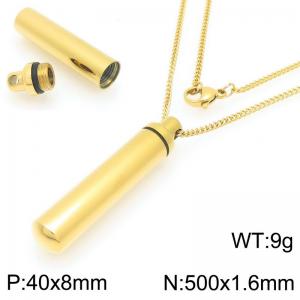 Hollow cylindrical pendant stainless steel necklace - KN295004-KLA