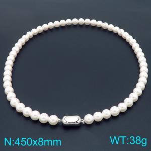 45cm Stainless Steel&Pearls Beaded Necklace - KN295032-Z