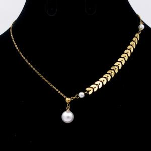 SS Gold-Plating Necklace - KN295130-AQ