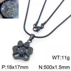 European and American fashion personality stainless steel creative projection language footprint pendant charm black necklace - KN295249-Z