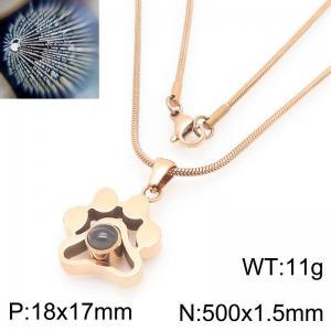 European and American fashion personality stainless steel creative projection language footprint pendant charm rose gold necklace - KN295250-Z