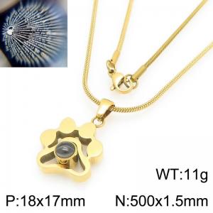 European and American fashion personality stainless steel creative projection language footprint pendant charm gold necklace - KN295251-Z