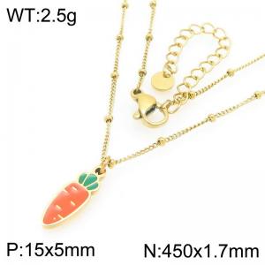 European and American fashion personality stainless steel creative fruit series carrot pendant temperament gold necklace - KN295288-Z
