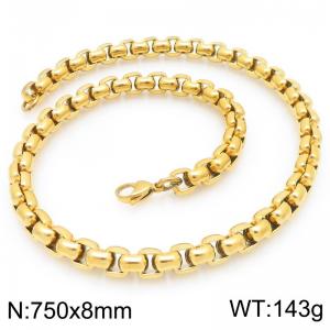 Stainless Steel Square Pearl Necklace Lobster Clasp Gold Color Jewelry - KN295382-Z
