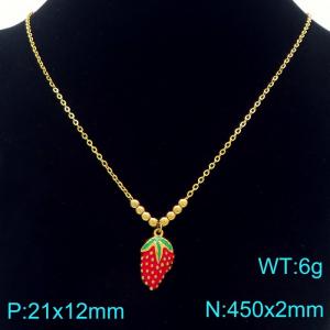 Fashionable stainless steel strawberry necklace - KN295403-Z