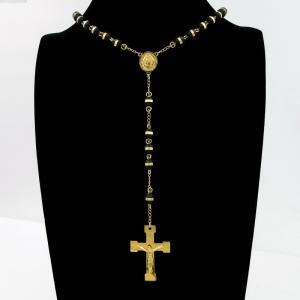 Stainless Steel Rosary Necklace - KN295574-JG