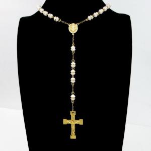 Stainless Steel Rosary Necklace - KN295575-JG