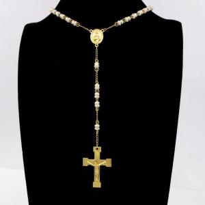 Stainless Steel Rosary Necklace - KN295578-JG