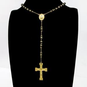 Stainless Steel Rosary Necklace - KN295580-JG