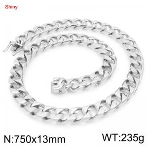 750X13mm Stainless Steel Cuban Necklace - KN295708-ZLY
