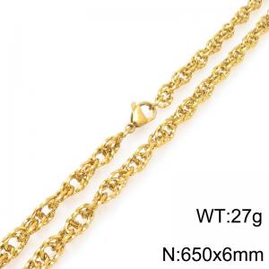 650X6mm Gold-Plated Stainless Steel Stranded Chain Necklace - KN295720-ZLY