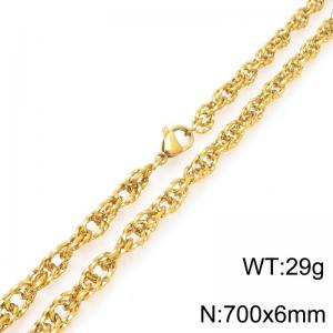 700X6mm Gold-Plated Stainless Steel Stranded Chain Necklace - KN295721-ZLY