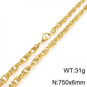 750X6mm Gold-Plated Stainless Steel Stranded Chain Necklace - KN295722-ZLY
