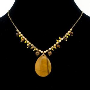 Stainless Steel Stone & Crystal Necklace - KN296037-FA