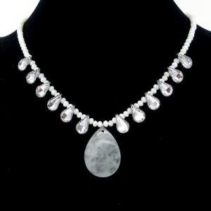 Stainless Steel Stone & Crystal Necklace - KN296039-FA