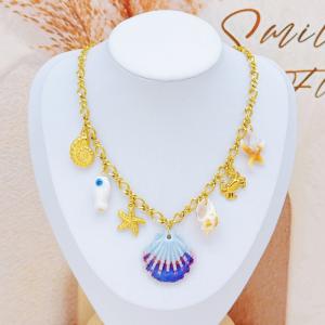 SS Gold-Plating Necklace - KN296041-SXSJ