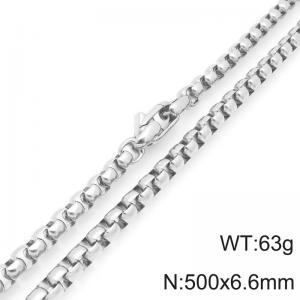 6.6mm Creative Men's Neutral Stainless Steel Box Chain Necklace Length 500cm - KN296093-Z