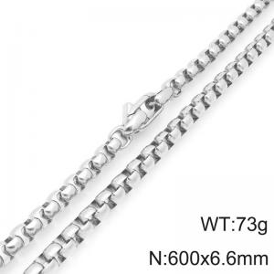 6.6mm Creative Men's Neutral Stainless Steel Box Chain Necklace Length 600cm - KN296095-Z