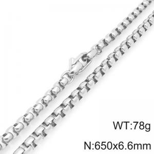 6.6mm Creative Men's Neutral Stainless Steel Box Chain Necklace Length 6500cm - KN296096-Z