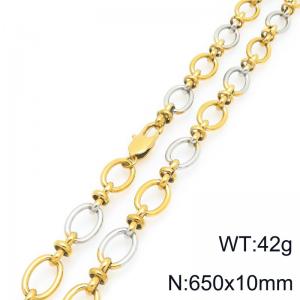 Fashion stainless steel 650 × 10mm oval 8-shaped spliced chain Japanese buckle charm gold&silver necklace - KN296567-Z