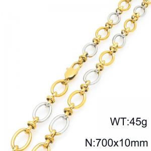 Fashion stainless steel 700 × 10mm oval 8-shaped spliced chain Japanese buckle charm gold&silver necklace - KN296568-Z